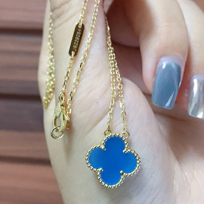 [Marins]CLOVER 15MM BLUE AGATE NECKLACE