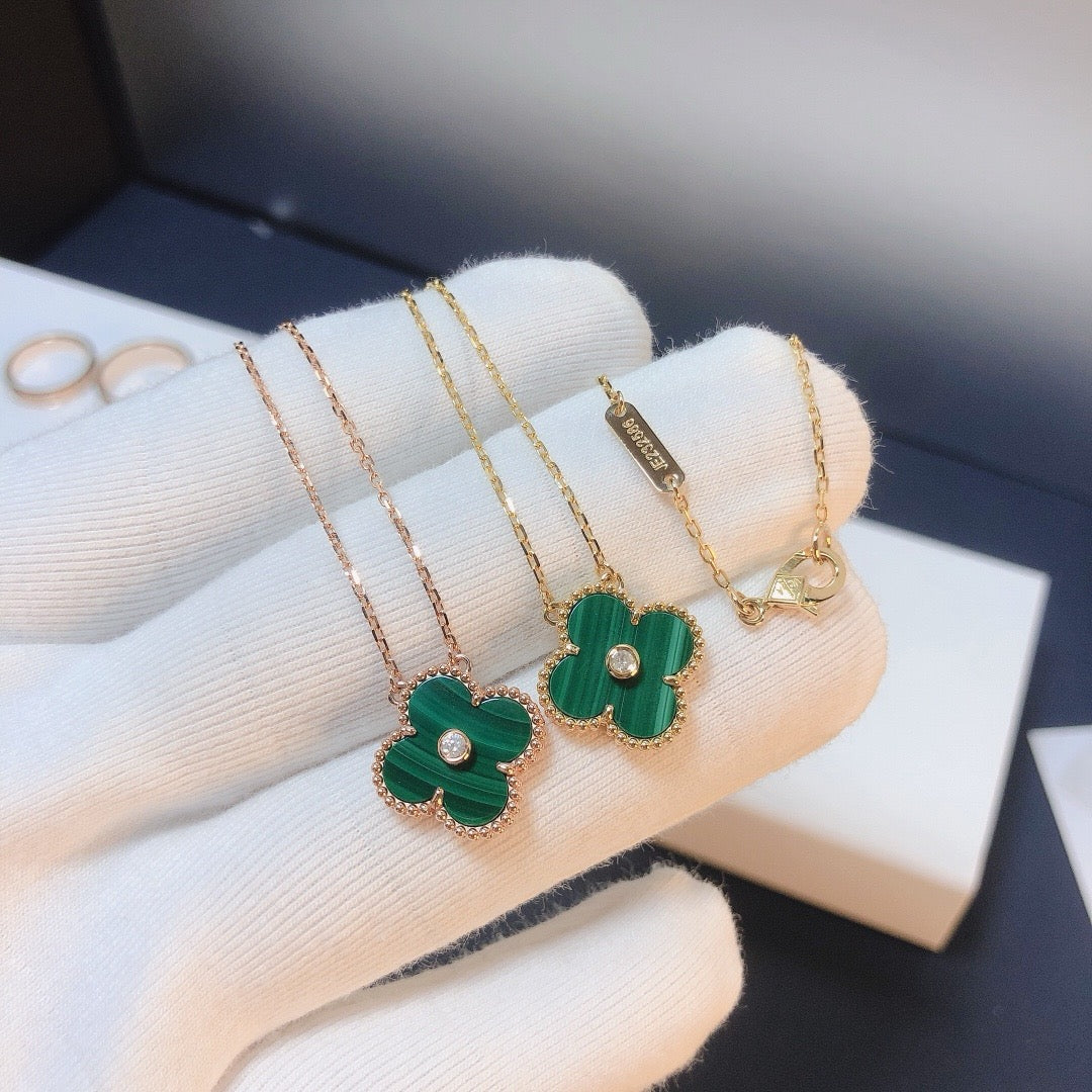 [Marins]CLOVER 15MM DIAMOND TURQUOISE NECKLACE