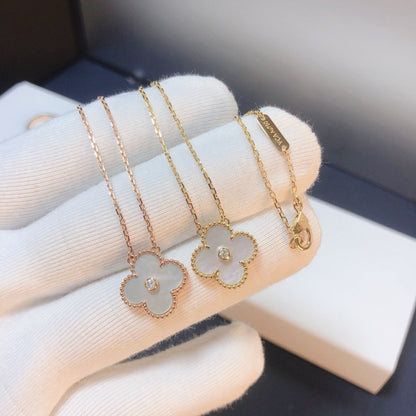 [Marins]CLOVER 15MM DIAMOND WHITE FRITILLARIA NECKLACE