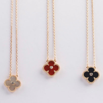 [Marins]CLOVER 15MM DIAMOND CARNELIAN NECKLACE