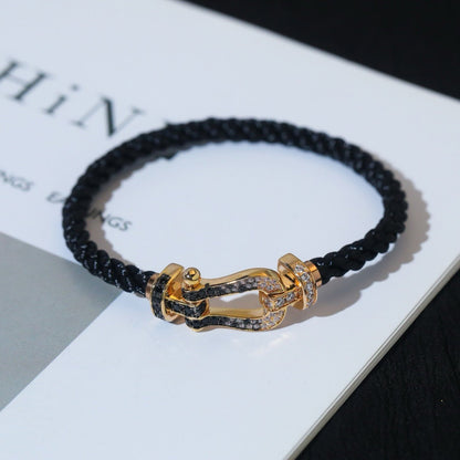 [Marin-Jewelry]FORCE LARGE HORSESHOE BLACK WHITE DIAMOND BRACELET SILVER
