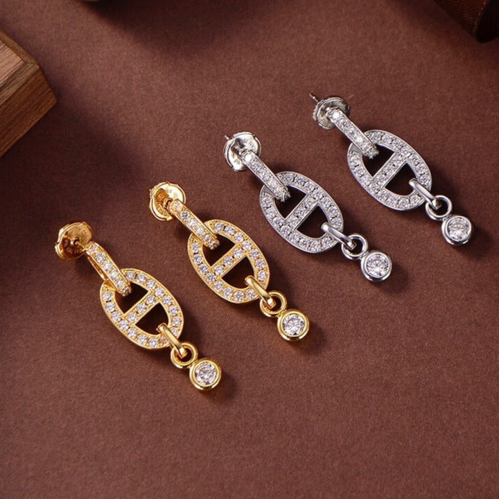 [Marins]HM CHAINE DIAMOND EARRINGS
