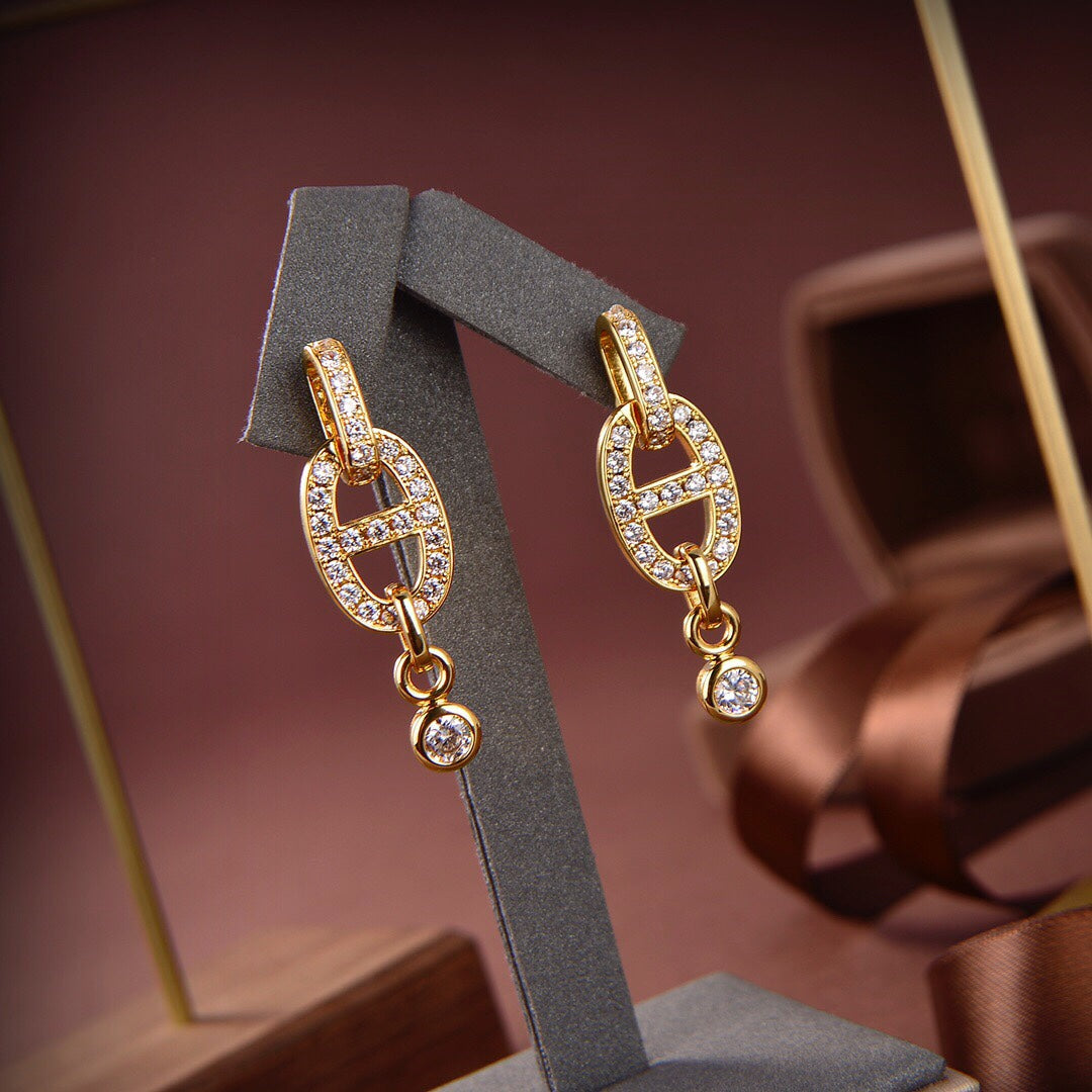 [Marins]HM CHAINE DIAMOND EARRINGS
