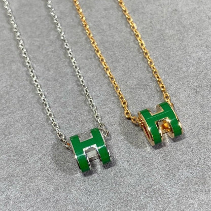 [Marins]POP H GREEN NECKLACE SILVER AND GOLD
