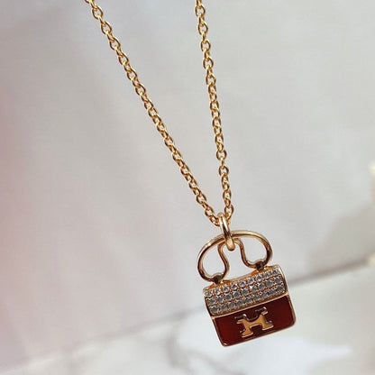 [Marins]CONSTANCE RED PEDANT PINK GOLD NECKLACE