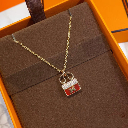 [Marins]CONSTANCE RED PEDANT PINK GOLD NECKLACE