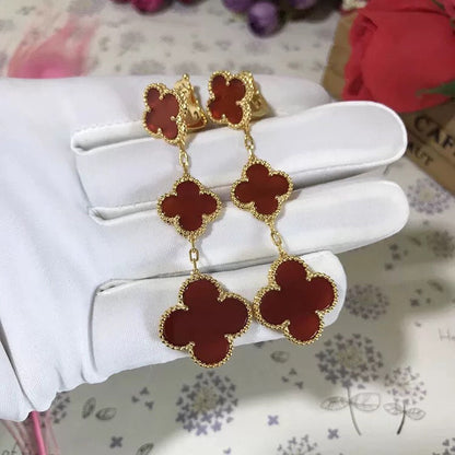 [Marins]CLOVER 3 MOTIF CARNELIAN DROP EARRINGS