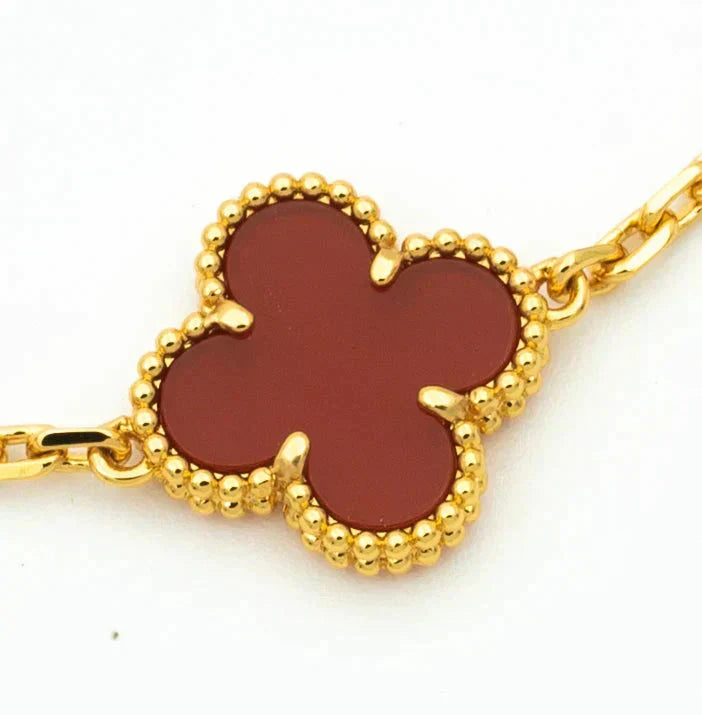 [Marins] CLOVER 5 MOTIF RED CORNELIAN BRACELET COLLECTION