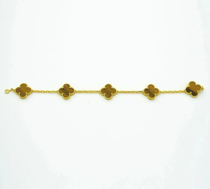 [Marins] CLOVER 5 MOTIFS TIGER EYE BRACELET COLLECTION