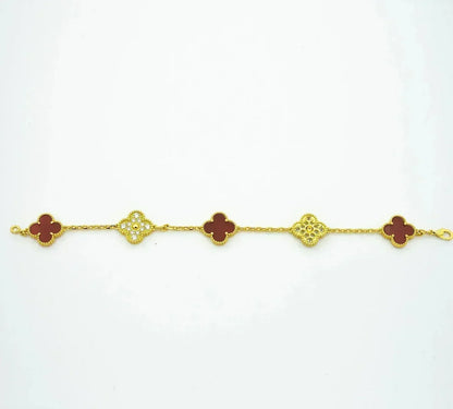 [Marins] CLOVER 5 MOTIF RED CORNELIAN BRACELET COLLECTION