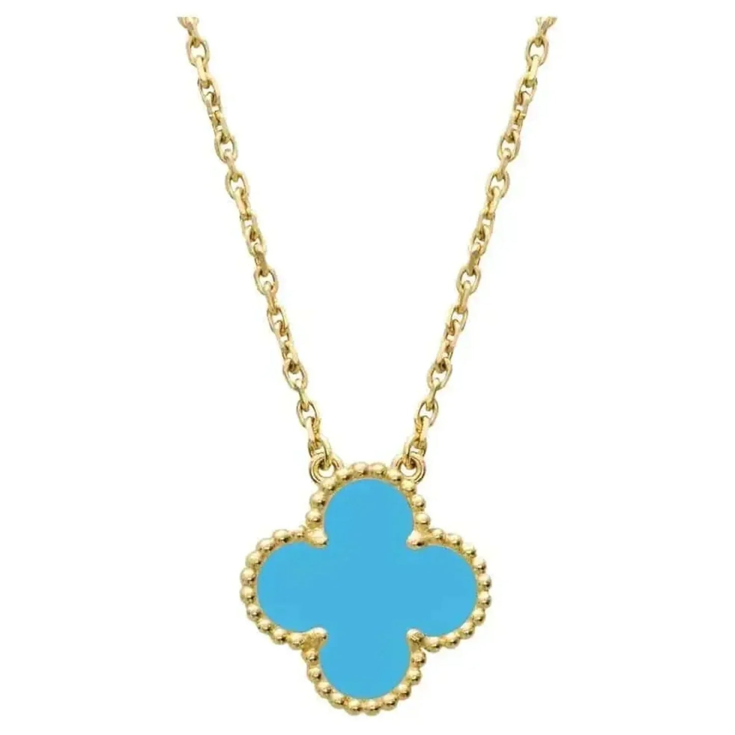 [Marins]CLOVER 15MM VINTAGE TURQUOISE NECKLACE