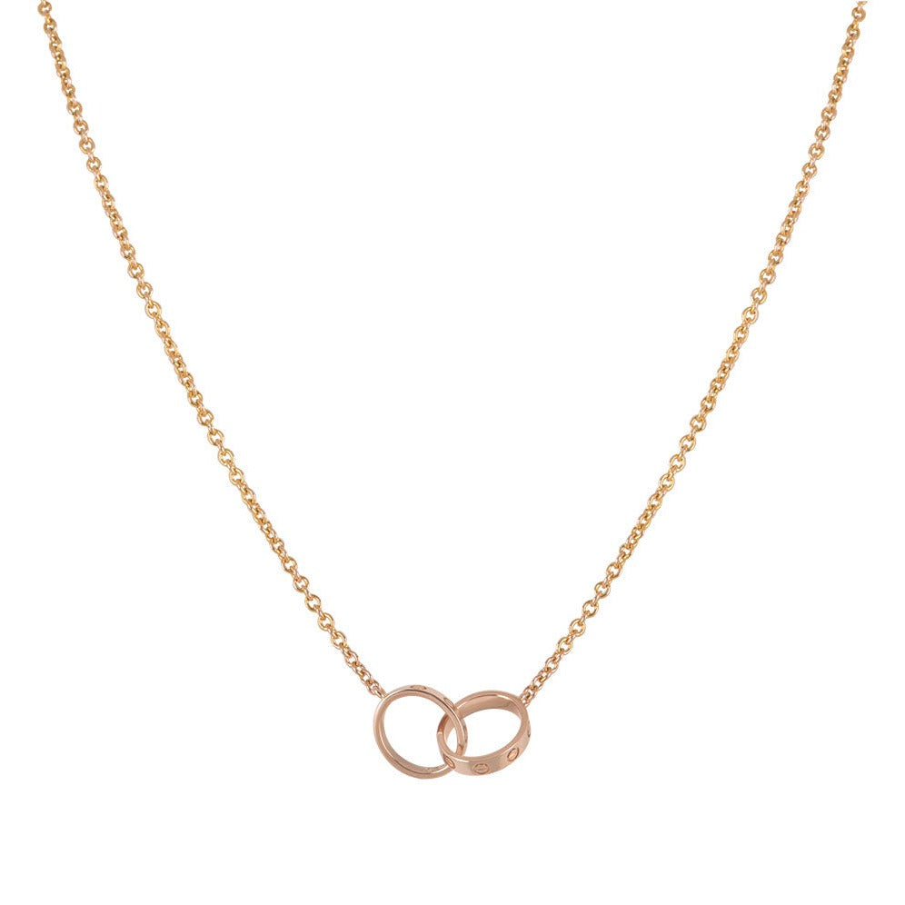 [Marins]LOVE NECKLACE DOUBLE RING PINK GOLD