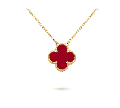 [Marins]CLOVER 15MM CARNELIAN SINGLE FLOWER NECKLACE