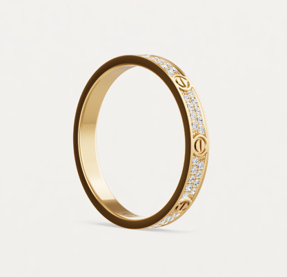 [Marins]LOVE RING 2.6mm-wide full-diamond ring Gold