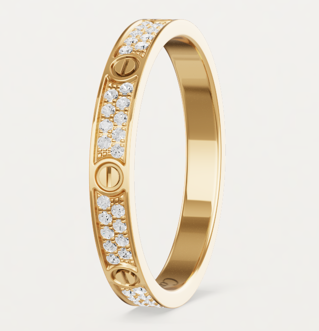 [Marins]LOVE RING 2.6mm-wide full-diamond ring Gold