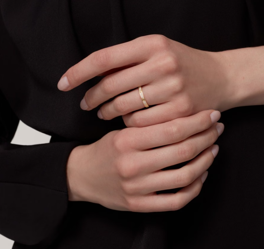 [Marins]LOVE RING 2.6mm-wide full-diamond ring Gold