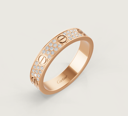 [Marins]LOVE RING 4mm-wide full-diamond ring Marins Gold