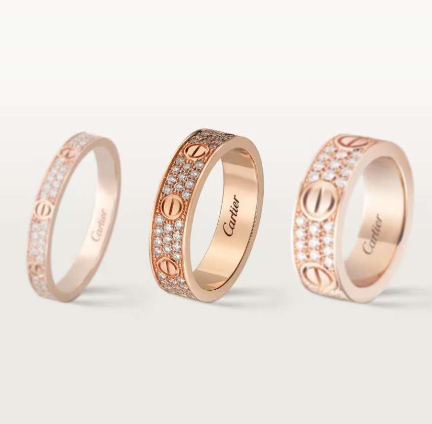 [Marins]LOVE RING 4mm-wide full-diamond ring Marins Gold