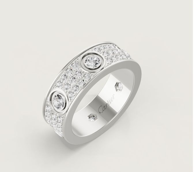 [Marins]LOVE RING 6.5MM Full Diamond, 6 Major Diamonds Silver