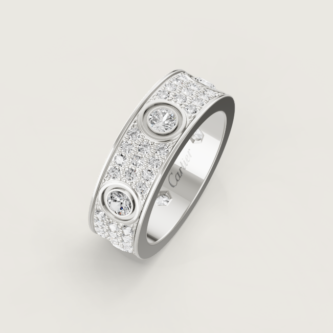[Marins]LOVE RING 6.5MM Full Diamond, 6 Major Diamonds Silver