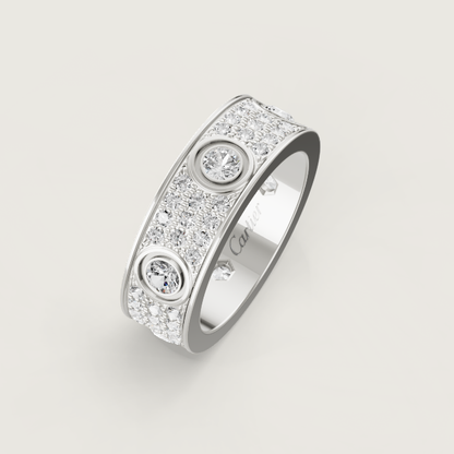 [Marins]LOVE RING 6.5MM Full Diamond, 6 Major Diamonds Silver