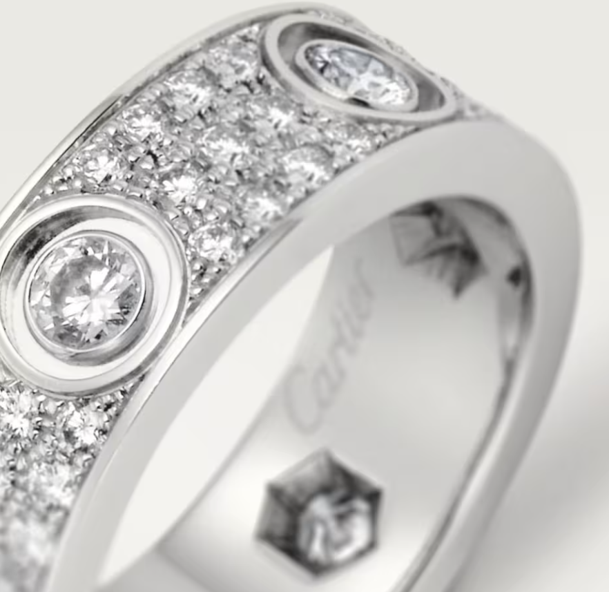 [Marins]LOVE RING 6.5MM Full Diamond, 6 Major Diamonds Silver