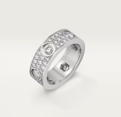 [Marins]LOVE RING 6.5MM Full Diamond, 6 Major Diamonds Silver