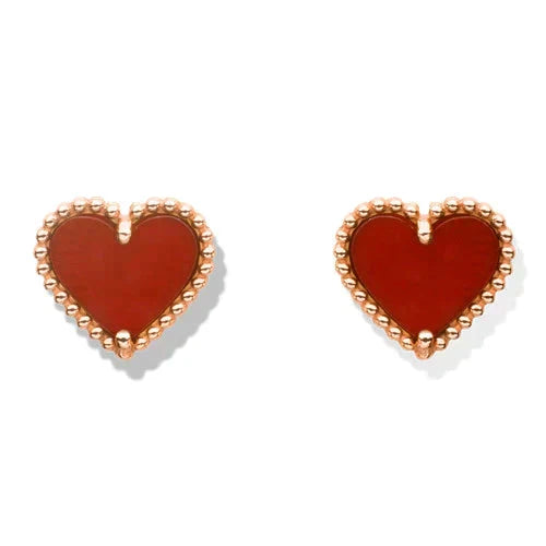 [Marins]HEART CARNELIAN STUD EARRINGS