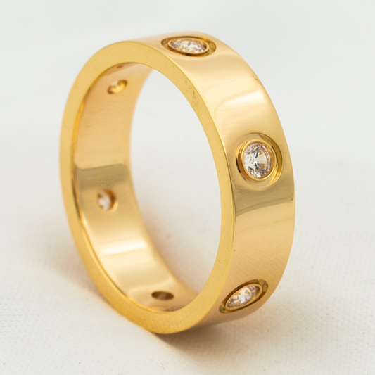 [Marins]ラブリング 5.5MM 6ダイヤモンド ピンクゴールド
