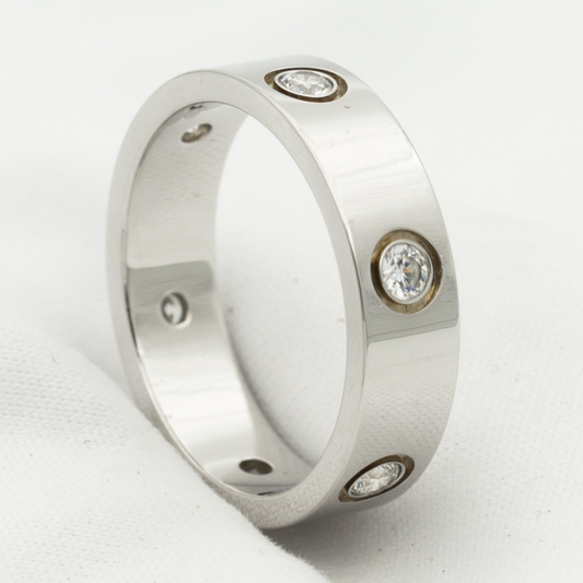 [Marins]ラブ リング 5.5MM 6 ダイヤモンド シルバー