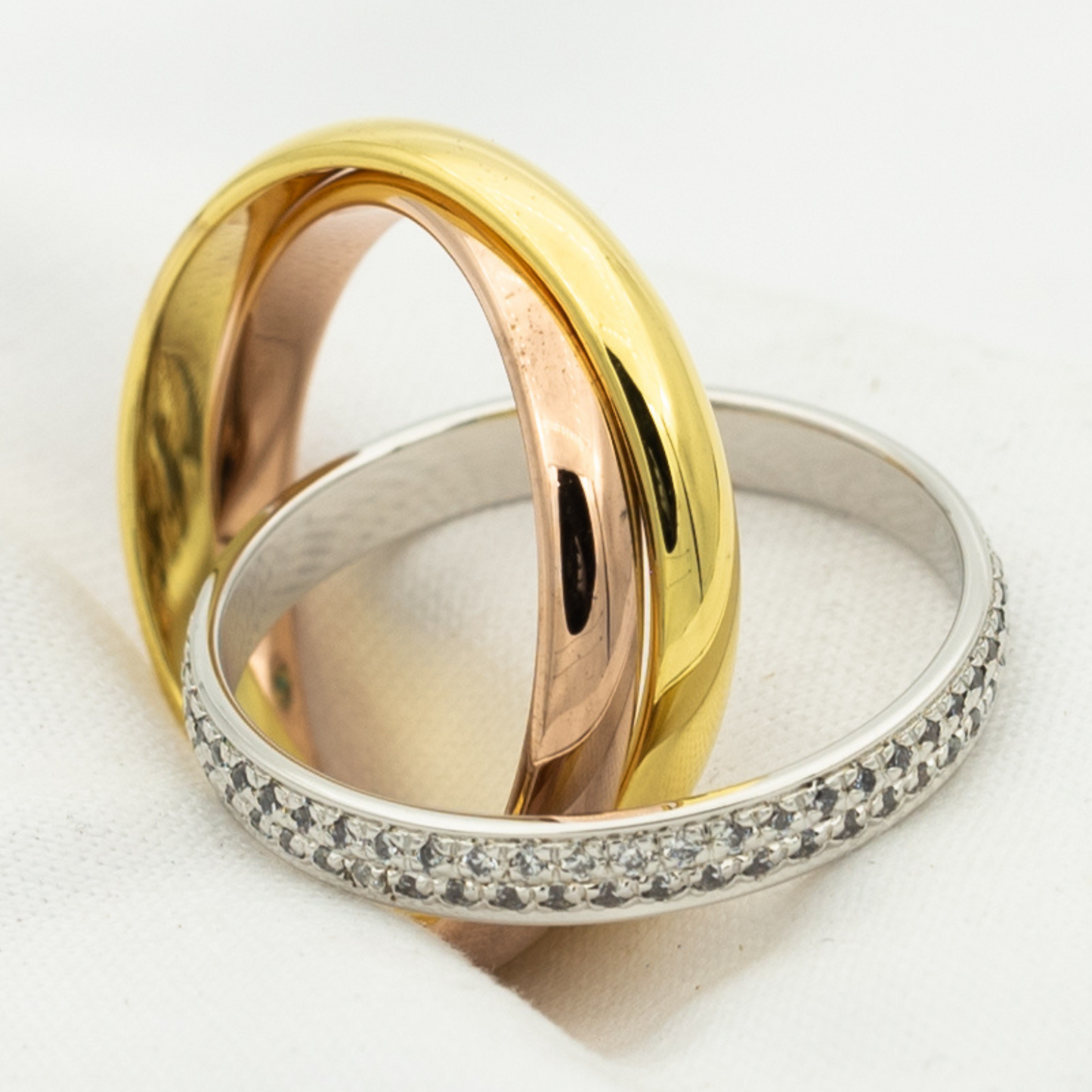 [Marins Jewelry]TRINITY RING GOLD PINK GOLD SILVER DIAMONDS