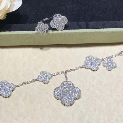 [Marins]CLOVER 6 MOTIFS SILVER DIAMOND BRACELET