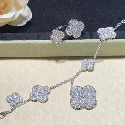 [Marins]CLOVER 6 MOTIFS SILVER DIAMOND BRACELET