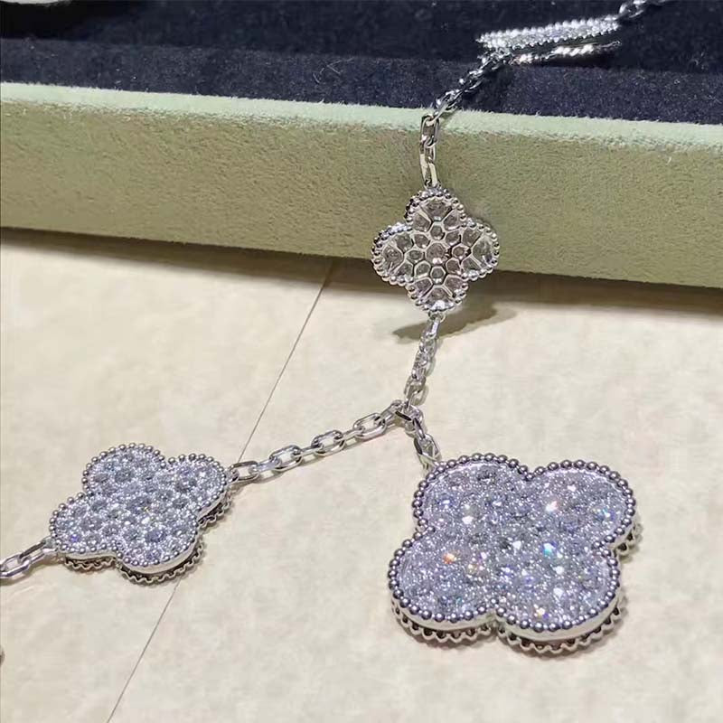 [Marins]CLOVER 6 MOTIFS SILVER DIAMOND BRACELET