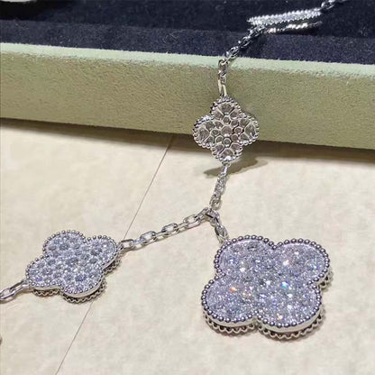 [Marins]CLOVER 6 MOTIFS SILVER DIAMOND BRACELET
