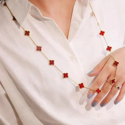 [Marins]CLOVER 20 MOTIFS CARNELIAN NECKLACE