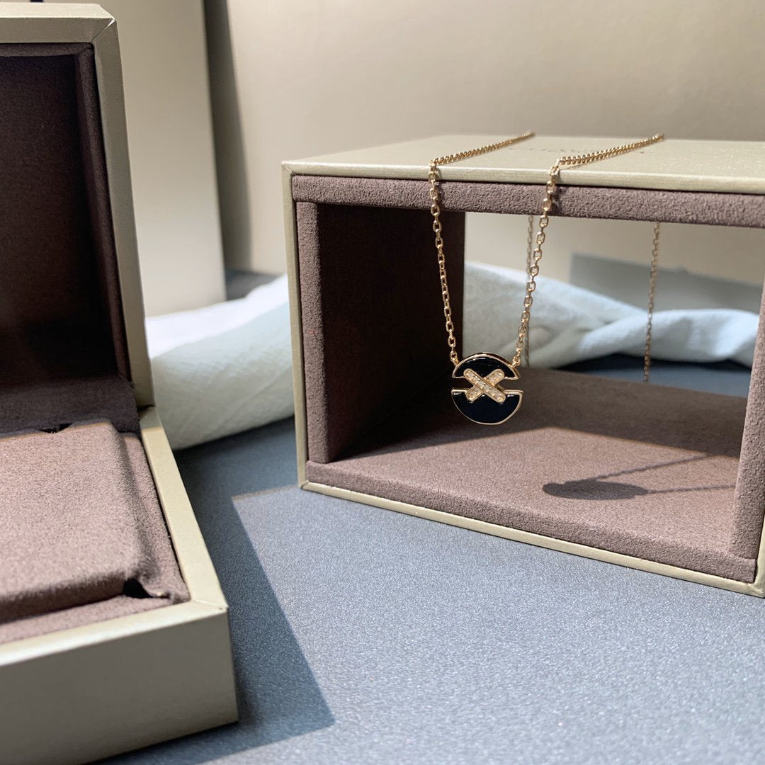 [Marins]JEUX DE PINK GOLD DIAMOND NECKLACE