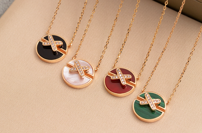 [Marin-Jewelry]JEUX DE PINK GOLD DIAMOND NECKLACE