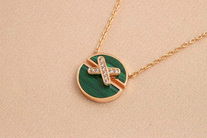 [Marins]JEUX DE PINK GOLD DIAMOND NECKLACE