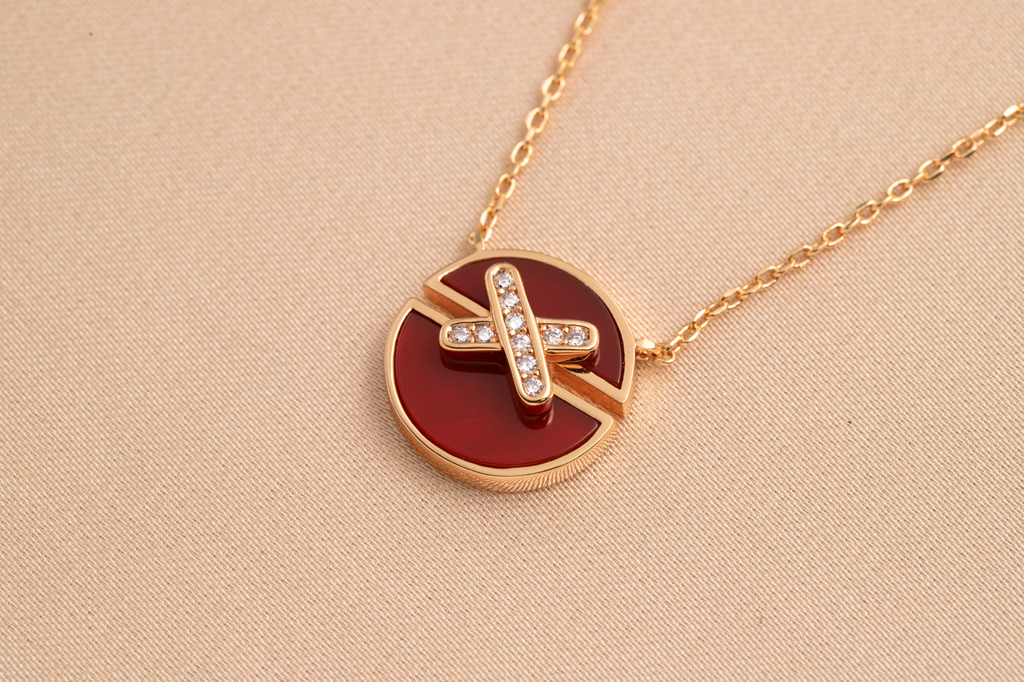 [Marins]JEUX DE PINK GOLD DIAMOND NECKLACE