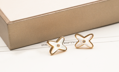 [Marins]JEUX DE WHITE MOP Marins GOLD DIAMOND EARRINGS