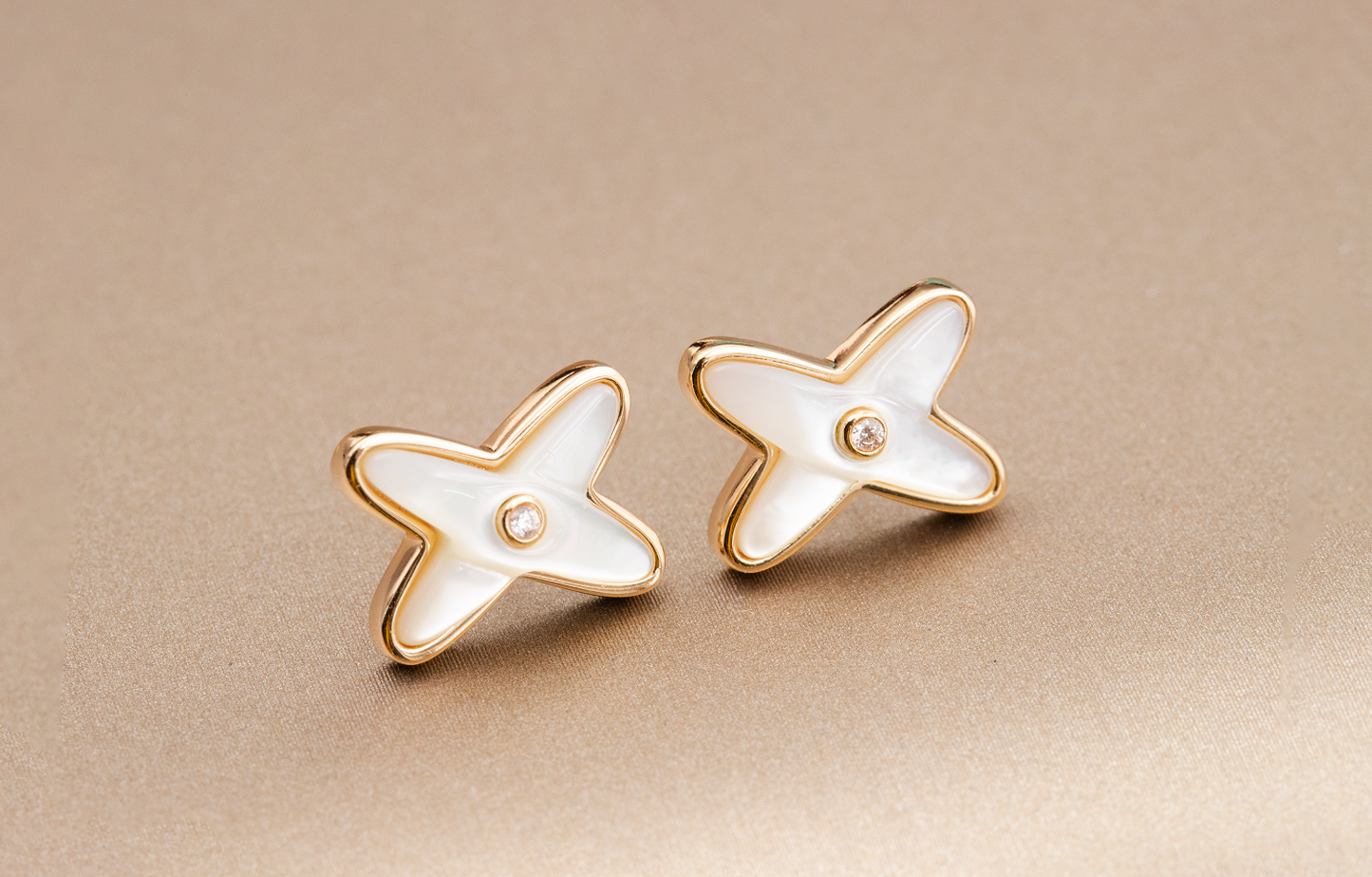 [Marins]JEUX DE WHITE MOP Marins GOLD DIAMOND EARRINGS
