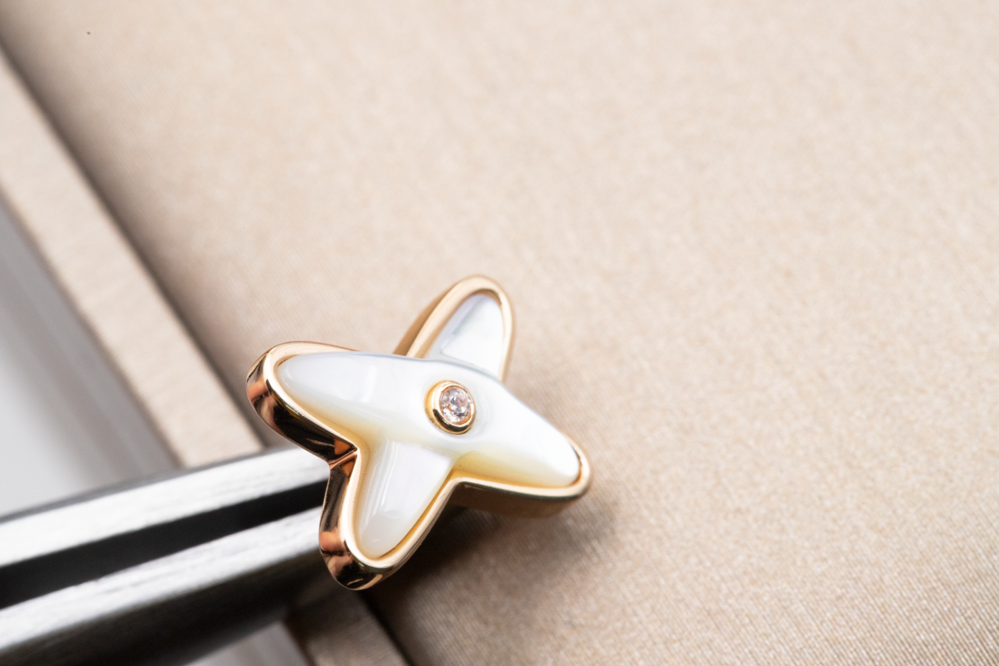 [Marins]JEUX DE WHITE MOP PINK GOLD DIAMOND EARRINGS