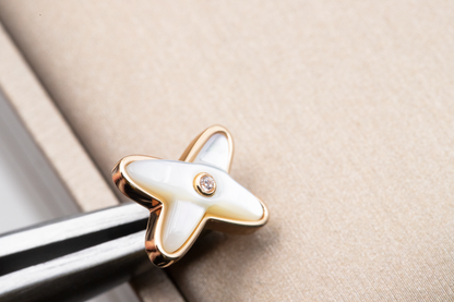 [Marins]JEUX DE WHITE MOP PINK GOLD DIAMOND EARRINGS