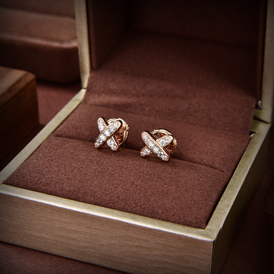 [Marins]JEUX DE GOLD DIAMOND EARRINGS