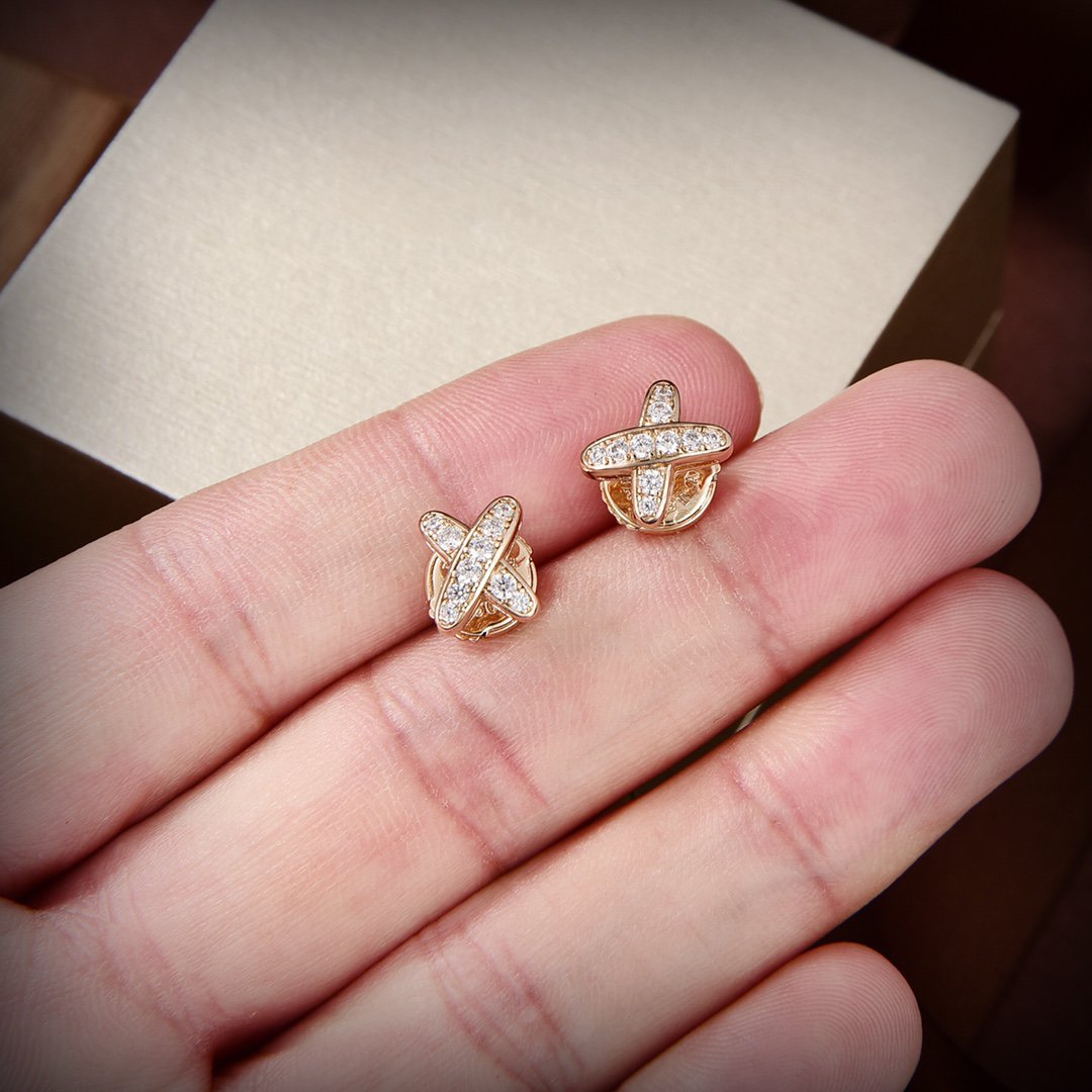 [Marins]JEUX DE GOLD DIAMOND EARRINGS