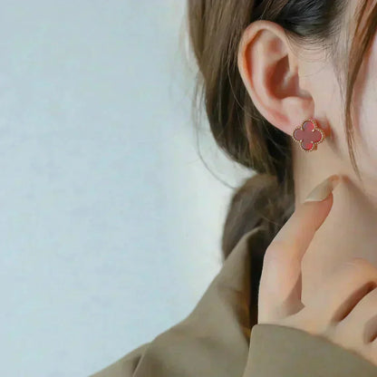 [Marins]CLOVER MEDIUM 1 MOTIFS CARNELIAN  EARRINGS