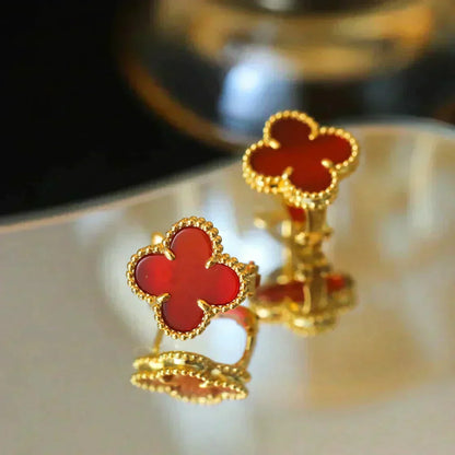 [Marins]CLOVER MEDIUM 1 MOTIFS CARNELIAN  EARRINGS