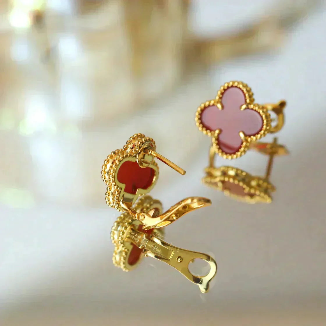 [Marins]CLOVER MEDIUM 1 MOTIFS CARNELIAN  EARRINGS