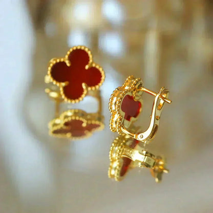 [Marins]CLOVER MEDIUM 1 MOTIFS CARNELIAN  EARRINGS